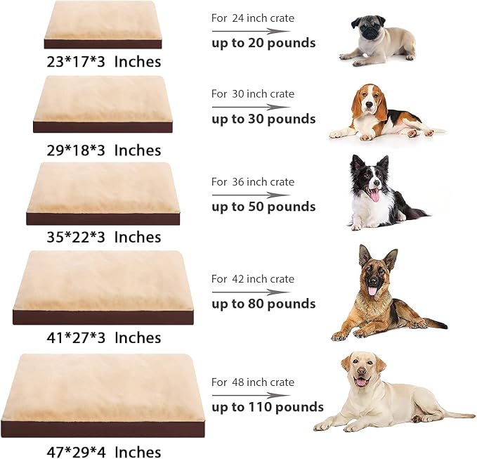 NUPIDA Waterproof Small Dog Bed for Crate with Washable Cover, 23x17, Brown | Cat Puppy Bed, TPU Waterproof Layer, Soft Plush Surface, Durable Oxford Fabric, Non-Slip Bottom, For Small Breeds ≤20lbs