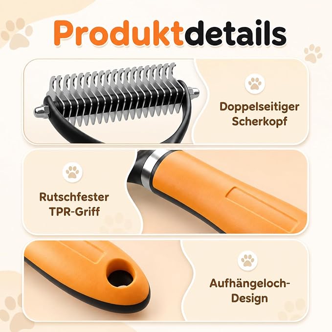 Pet Grooming Brush, Pets Knotted Dog Grooming, Pets Knotting Comb, Professional Pet Deshedding Brush, Deshedding Comb Fur Brushes, Shedding Brushes For Dogs And Cats (Orange)