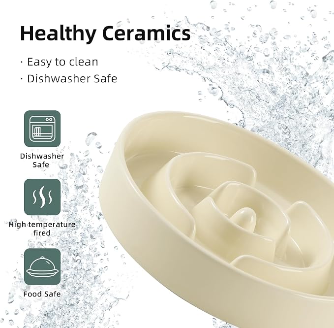 Havniva Ceramic Slow Feeder Dog Bowls, 1.2 Cups Dog Bowl Slow Feeding for Small and Medium Breed, 7.3inch Puzzle Dog Food Bowl Slow Feeder Non-Slip Anti-Gulping and Anti-Choking Reduces Bloating