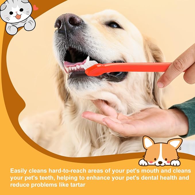 Tioncy 100 Pcs Small Dog Toothbrush Bulk Pack Long Handle Pet Toothbrushes with Soft Bristles, Dental Care Teeth Cleaning Kit for Small Breed Dogs, Cats, and Puppies (7 Colors)