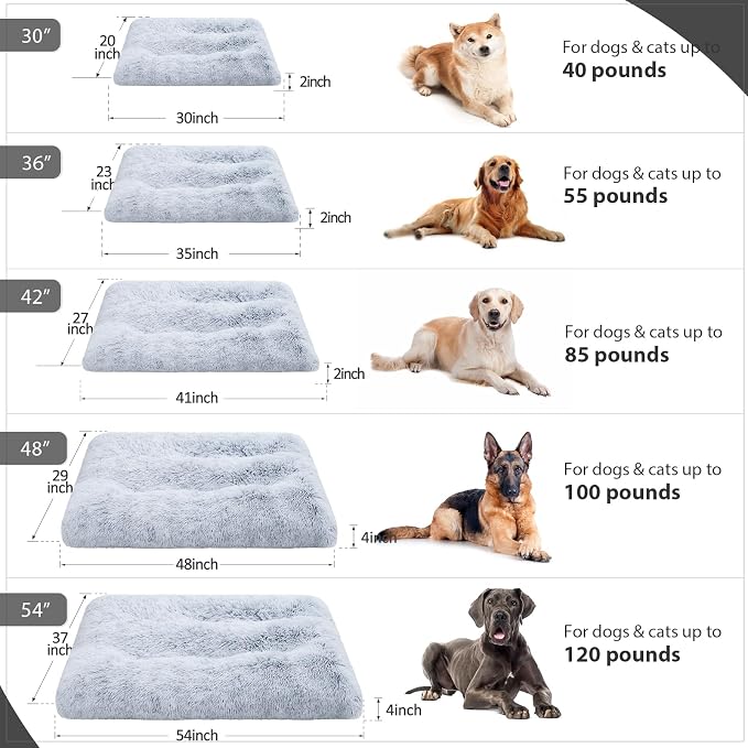XXL Dog Bed Washable, Waterproof Large Crate Pad 48", Jumbo Plush Pet Mats | Removable Cover, Machine washable, Anti-Slip Bottom, Kennel Pad 48*29", Ultra Soft Cozy, Pets Mats for Sleeping,100 lbs