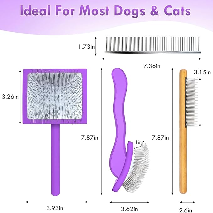 Wooden Long Pin Slicker Brush for Large Dog, Poodles & Doodles Long Hair | Grooming, Fluff & Detangle Heavy Dense Wavy Curly Coats to Easily Prevent Severe Hair Matting During Shedding Seasons
