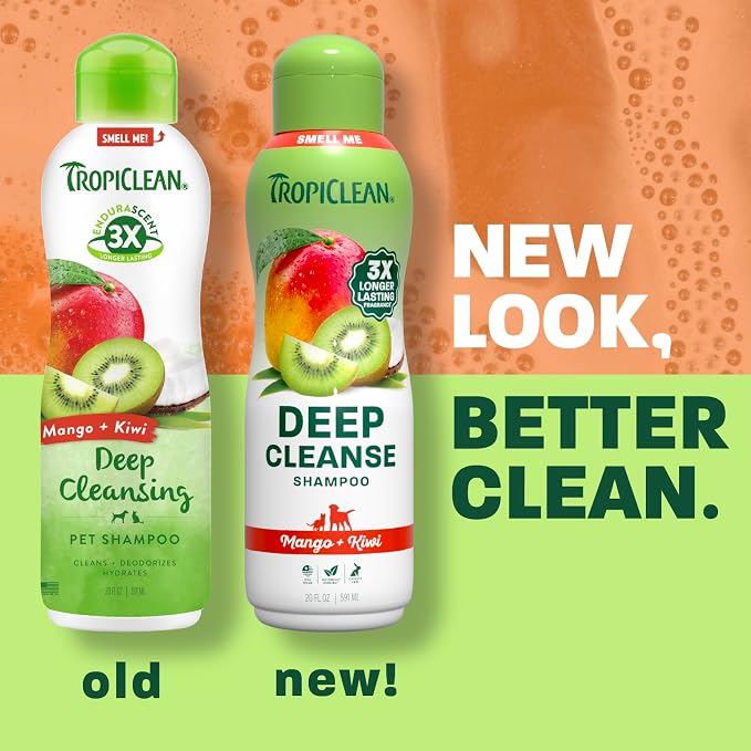 TropiClean Mango & Kiwi Dog Shampoo, 3X Longer Lasting Scent, 20oz