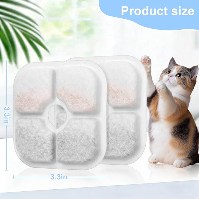 12-Pack Cat Water Fountain Filter Replacement Compatible with Catit Pixi – Triple Action Activated Carbon & Ion Exchange Resin, Soft Water System for Fresh & Clean Drinking