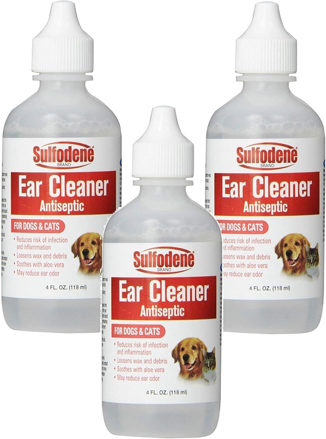 Ear Cleaner Antiseptic for Dogs & Cats, 4oz Bottles (3 Pack)