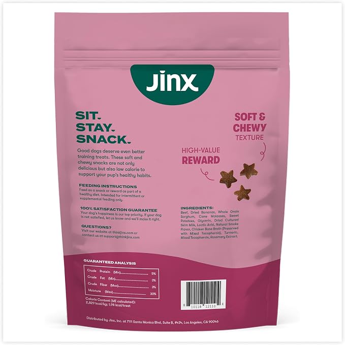 Jinx Dog Training Treats, Bite-Sized Training Treats for Dogs, Beef, 4oz | 2 Pack Healthy Dog Treats Training with Grass-Fed Beef, Vitamins for Immunity & No Fillers for Puppies, Adults & Seniors