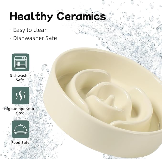 Havniva Ceramic Slow Feeder Dog Bowls, 0.9 Cups Dog Bowl Slow Feeding for Small Breed, 6.1inch Puzzle Dog Food Bowl Slow Feeder Non-Slip Anti-Gulping and Anti-Choking Reduces Bloating