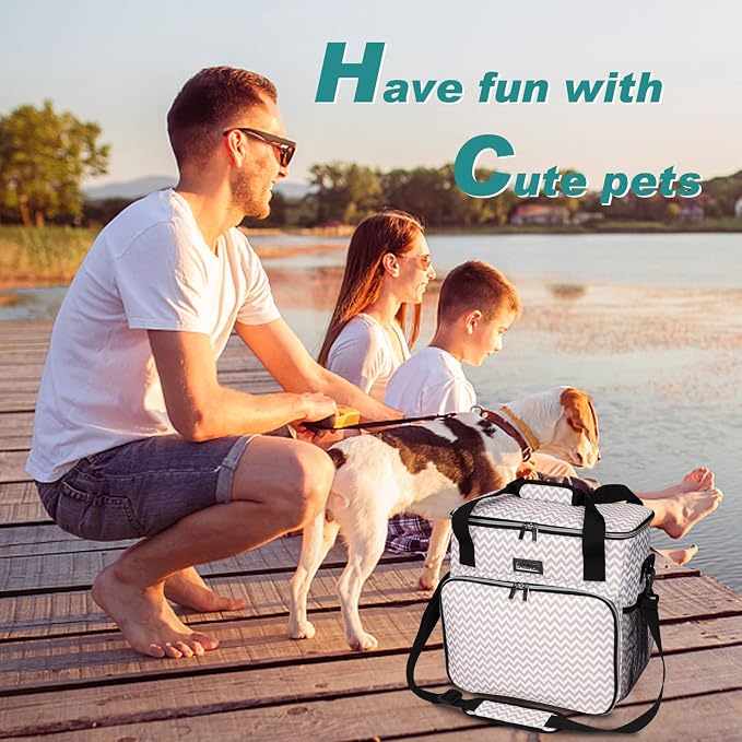 BAGLHER Dog Travel Bag, Pet Travel Bag (ALL Pet Travel Supplies), With 2 Pet Food Containers and 2 Collapsible Silicone Bowls; Essential Kits for Travel BLW