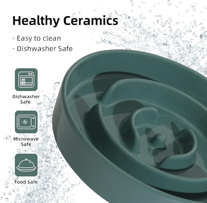 Havniva Ceramic Slow Feeder Dog Bowls, 1.6 Cups Dog Bowl Slow Feeding for Medium Breed, 8.2inch Puzzle Dog Food Bowl Slow Feeder Non-Slip Anti-Gulping and Anti-Choking Reduces Bloating