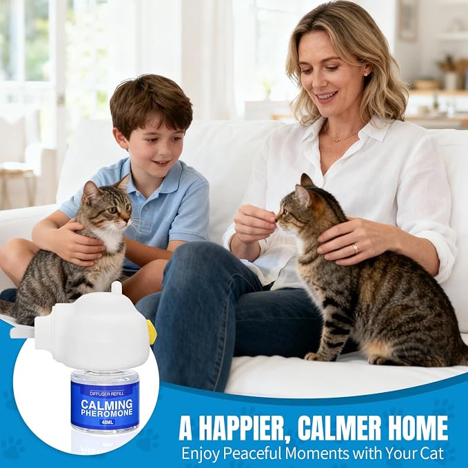 Cat Calming Diffuser Pheromones Effectively Relieve Anxiety Stress Cat Pheromones Calming Diffuser Refill Comfort for Cats Reduce Fighting Spraying Scratching Calm Relaxing