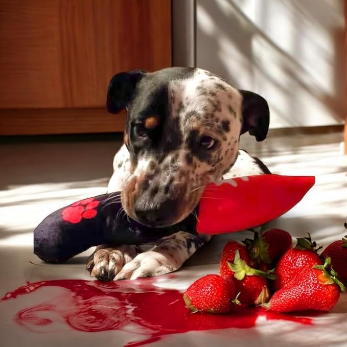 Bloody Knife® Brand Dog Toy (Large) | Halloween Horror Plush Toy for Medium and Large Dog Breeds | Scary Funny Squeaky and Crinkle Toy | Machine Washable