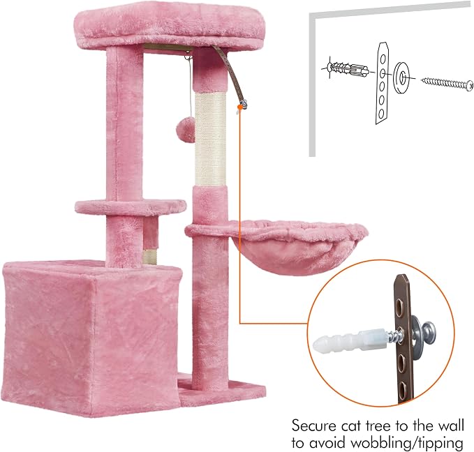 Topeakmart 34''H Cat Tower, Cute Cat Tree with Condo Nest Platform Scratching Posts, Activity Center for Indoor Cats Play & Rest