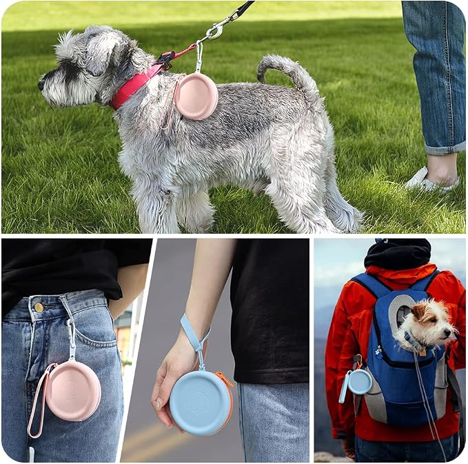 Silicone Dog Treat Pouch Small Bag,2PCS Pet Walking Bag for Dog and Cat,Pocket Size,Easy to Clean,Odorless,Zipper Design,Moisture-proof,Travel Walking Bag,Portable Training Bag. (Sky Blue&Light Pink)