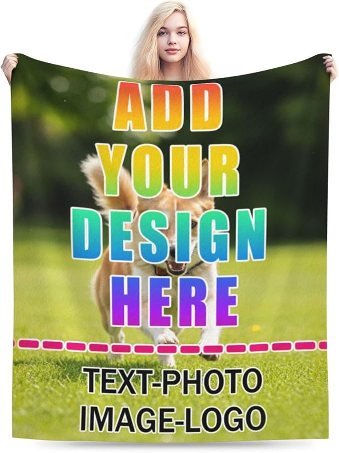 Nxwdwqa Personalized Dog Blanket Throws with Photos, Custom Pet Blanket, Dog Gifts for Pet Lovers, Customized Puppy Blanket for Adult Kid Birthday Christmas Fathers Mothers Valentines Gift