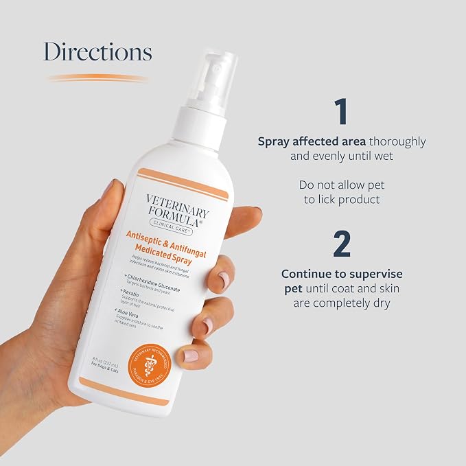 Veterinary Formula Clinical Care Antiseptic & Antifungal Spray, 8 fl oz | Helps Soothe Red, Scaly & Greasy Skin