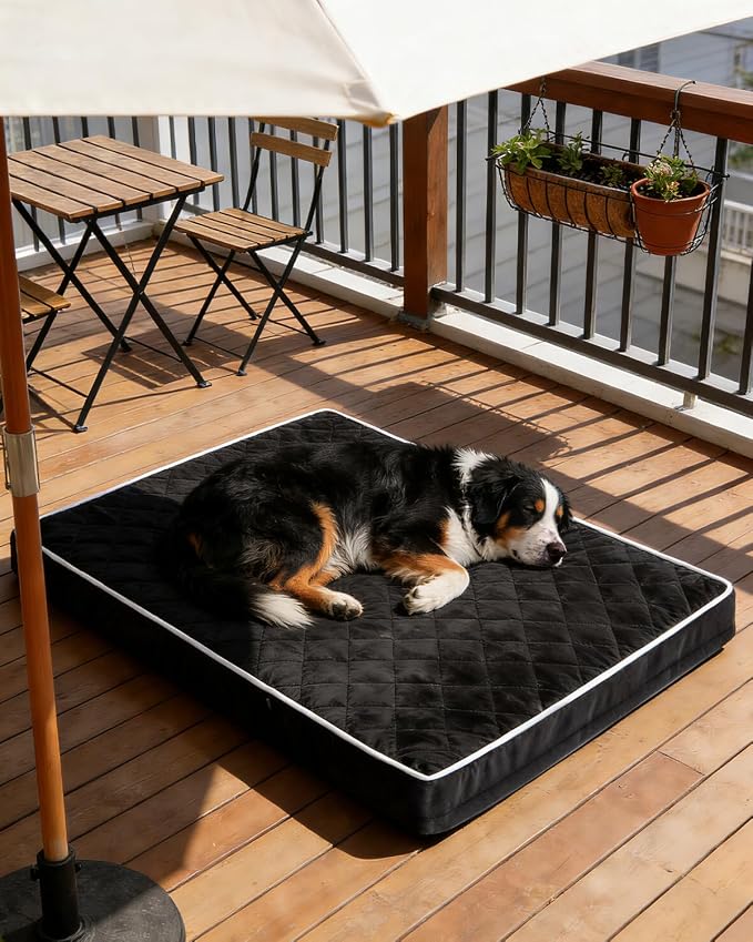 NUPIDA Orthopedic Dog Beds for Extra Large 48 inch Dog Crate Bed Waterproof Pet Kennel Pad with Removable Washable Cover and Non-Slip Bottom, 47x29 Inch, Black