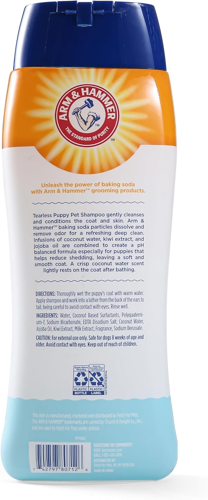 Arm & Hammer Tearless Puppy Shampoo, Coconut Water Scent, 20 Fl Oz, 6-Pack | Baking soda formula, gentle tearless, coconut water scent, pH balanced for puppies and dogs