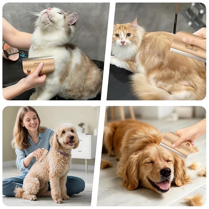 Pawaboo Deshedding Brush for Dogs & Cats, Dog Hair Removal Comb | Grooming Shedding Brush with Ergonomic Gripping for Short Hair Dogs and Cats, Hangable Pet Cleaning Comb Supplies, 5.1 Inch