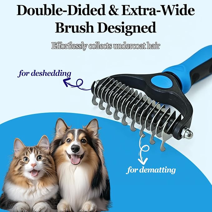 Dog Brush for Shedding Undercoat Rake Pet Pro Grooming Tool for Cat | Deshedding Dog Brush for Tangles Knots Long Fur Dog Comb Pet Detangling Comb for Dogs and Cats