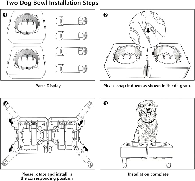 Elevated Dog Bowl Stand, Raised Dog Feeder with Adjustable Height 3.4" to 13.4", Non-Slip Pet Feeding Station Includes 2×27oz Stainless Steel Bowls for Small & Medium Dogs