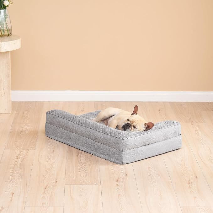 EHEYCIGA Orthopedic Dog Bed Medium Size Dogs, Memory Foam Dog Bed with Washable Removable Cover, Waterproof Pet Sofa Couch for Crate with Nonskid Bottom, 30x20x6, Grey