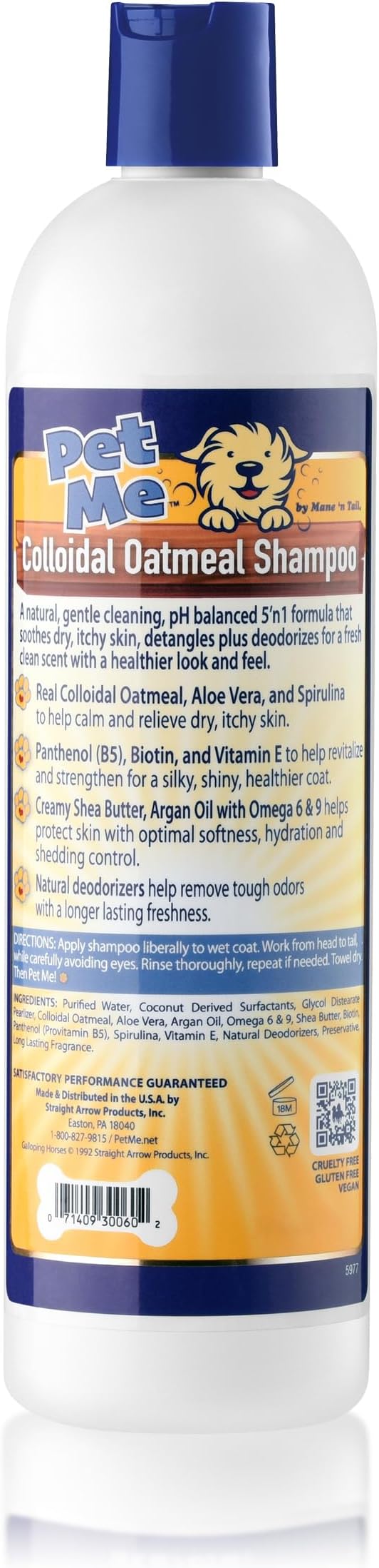 Mane ’n Tail Pet Me Colloidal Oatmeal Pet Shampoo, 5-in-1 Soothing Dog & Pet Shampoo for Dry Itchy Skin, Cleans, Conditions & Deodorizes with Aloe Vera, Shea Butter & Argan Oil 16 fl oz 2-Pack