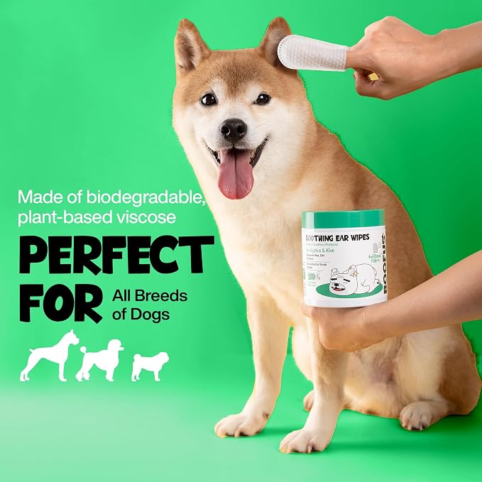 Dog Ear Wipes 100 Count - Vet Ear Cleaner for Dogs & Cats | Removes Wax, Dirt & Odor - Soothes Itching - Ear Cleaning - Vet-Recommended Pet Ear Wipes for Dogs, Cats & Puppies