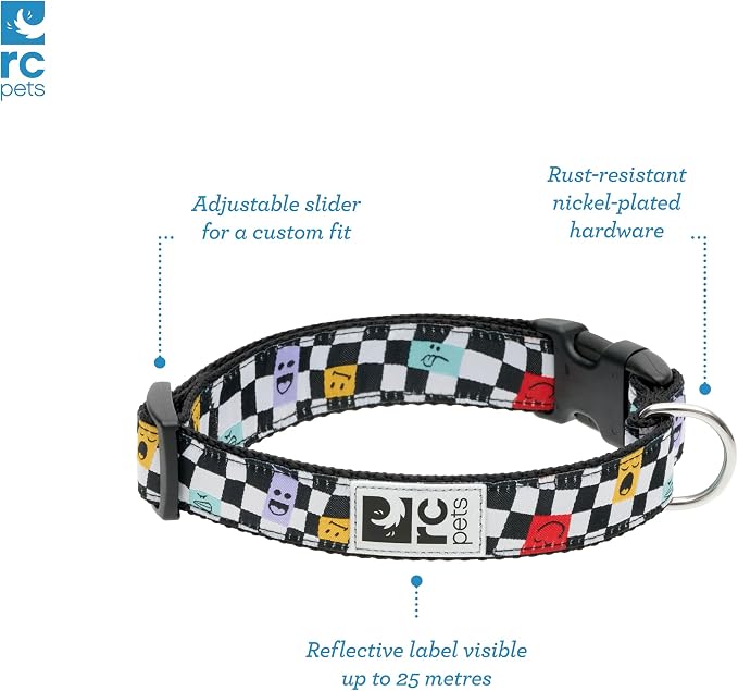 RC Pets Clip Collar | Reflective Label for Visibility Adjustable Comfortable & Secure Fit | Daisies, Medium, 1-Inch