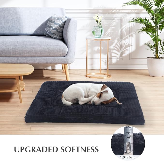 BVAGSS Reversible Dog Crate Pad, Memory Foam Pet Bed Mat, Soft Warm Machine Washable Sleeping Kennel Mattress for Small Medium Dogs XH079 (36''x23''x1.6'',Dark Grey)