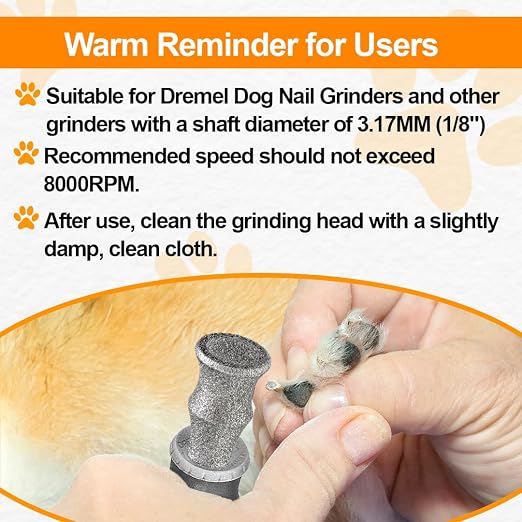 Diamond Rotary Pet Nail Grinder Bits Dog Nail Grinder Replacement Head -5PCS 1/8" Replacement Grinder Wheel for Animals Nail Care(E)