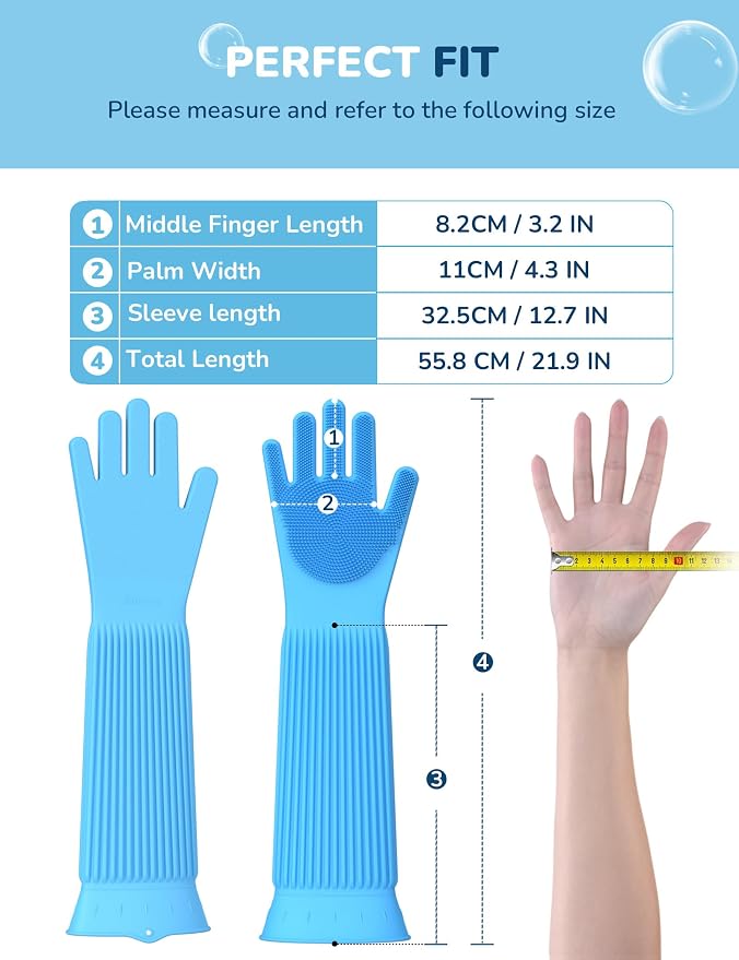 Pecute Silicone Pet Grooming Gloves for Washing Cats Dogs Bath Brush | Extended cuff, 3,000 soft bristles, Gentle massage & deshedding, Dishwasher safe, For large/thick coats, Home/car cleaning