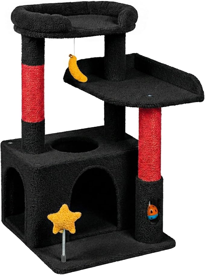Small Cat Tree, Compact 30" Cat Tower for Indoor Kittens | Plush Finish, Cozy Condo, Soft Top Perch, Sisal Scratching Post, Dangling Ball Toy, Anti-Tip Base, for Cats up to 15 lbs