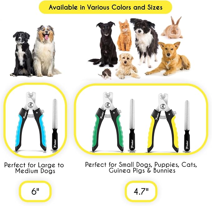 Candure Dog Nail Clippers for Pet Grooming - Professional Cat Nail Trimmers Suitable for Small to Medium Breeds with a Safety Guard & Nail File | Pet Nail Clipper