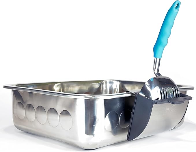 DuraScoop Cat Litter Scoop Caddy - Space-Saving, Wall-Mountable Litter Scoop Holder - Easy Hook Fitting for Pans – Metal Litter Scooper Holder Ensuring Stability