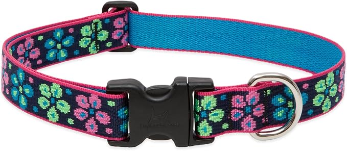 LupinePet Originals 1" Flower Power 16-28" Adjustable Collar for Large Dogs