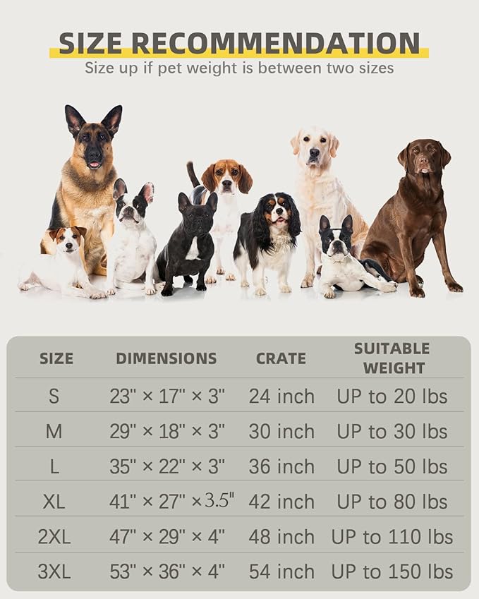 NUPIDA Orthopedic Dog Beds Large Sized Dog Waterproof Lining with Removable Washable Cover and Non-Slip Bottom, Quilting Pet Bed, 35x23 Inch, Dark Gray