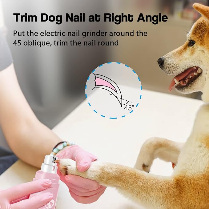 Casfuy Dog Nail Grinder Upgraded - Professional 2-Speed Whisper-Quiet Electric Pet Nail Trimmer Painless Paws Grooming & Smoothing for Small Medium Large Dogs & Cats