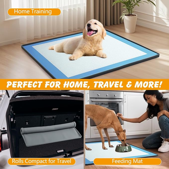ondware Silicone Dog Pee Pad Holder for Standard 27x27 in Pads, Non-Slip Leak-Proof Puppy Pad Tray, Portable Puppy Training Mat with Raised Edges for Floor Protection, Easy to Clean