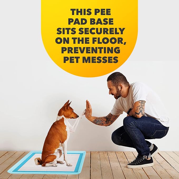 Skywin TidyFriend Dog Pee Pad Holder - Fits Up to 24” x 24” Pee Pad Holder for Dogs - Stable Grip, Soft Edges, Quick Wipe Silicone Surface Dog Pad Holder for Indoor Flooring Protection(Sky Blue)