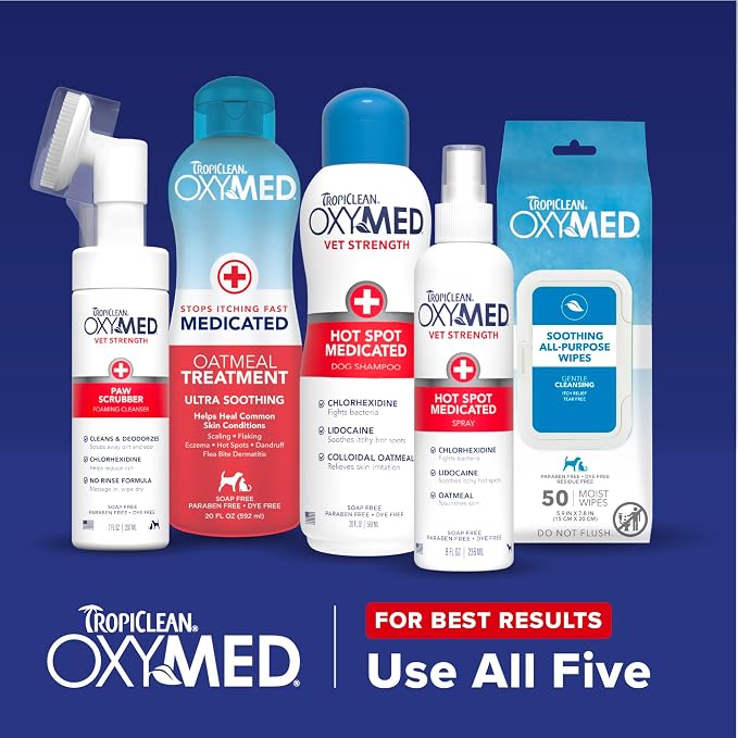 TropiClean OxyMed Medicated Dog Shampoo for Allergies and Itching, 20oz