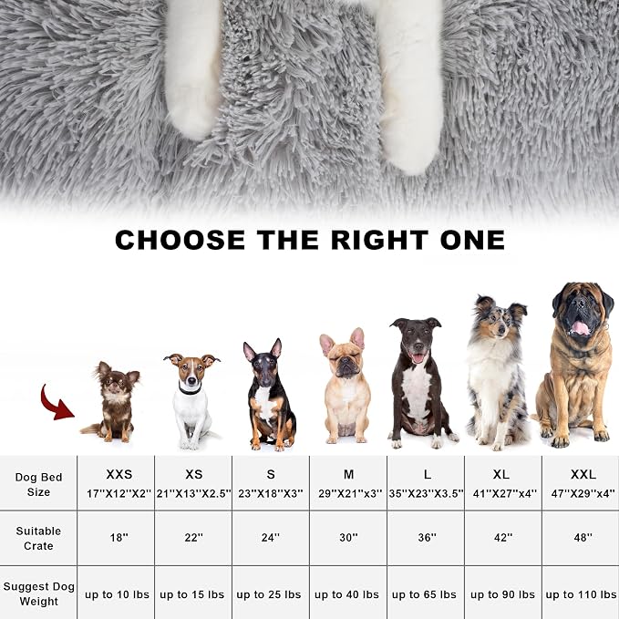 Bedfolks Waterproof Dog Crate Bed, Plush Dog Pad, 23"x18", Solid Light Grey | Faux Fur Plush Cover, Removable Washable Outer, Waterproof Inner Lining, Non-Slip Base, Crate Pad and Dog Pillow