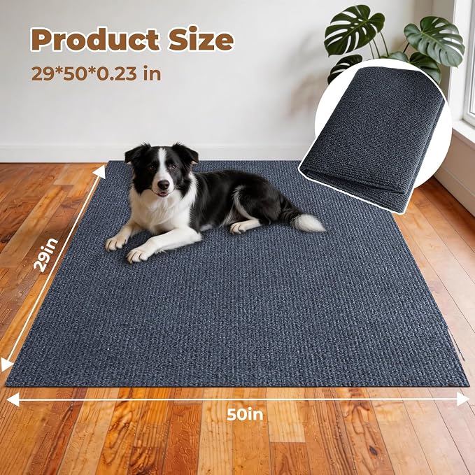 Dog Crate Mat, 29 in X 50 in Dog Playpen Mat Kennel Mat | Waterproof Non-Slip Reusable Washable Floor Protector Extra Large cages Puppy Pee Pad for Under Dogs Crate Ash Gray