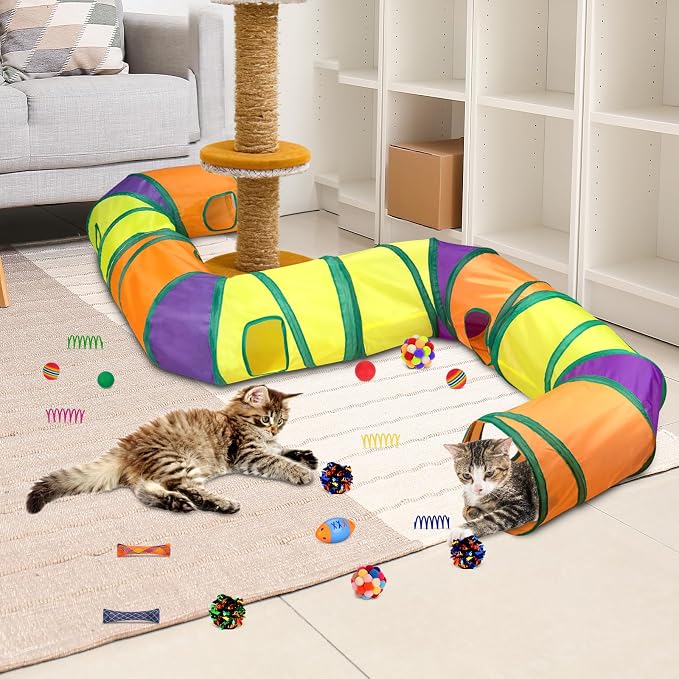 Retro Shaw Interactive Cat Toys Packs, 25Pcs | 4Pcs Collapsible Tunnel, 21Pcs Kitten Toys Bundle