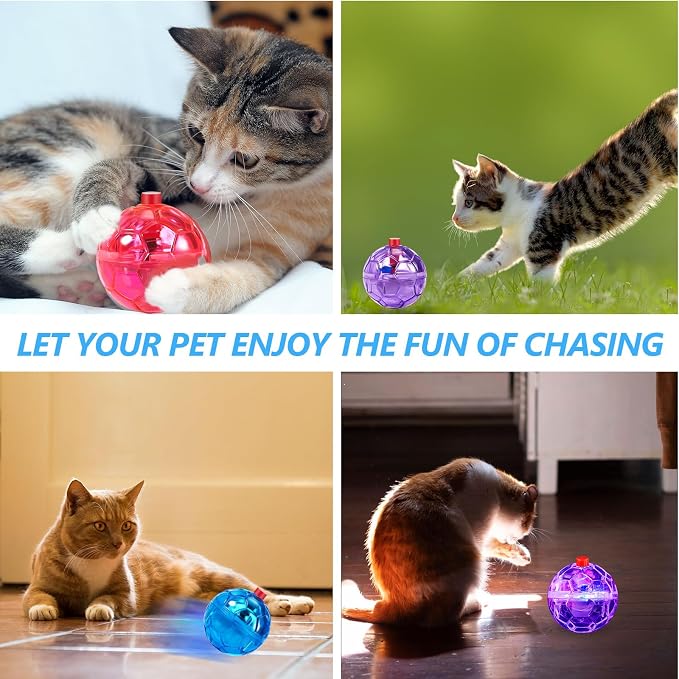 Jecery 9 Pcs Ghost Hunting Light Up Cat Balls LED Motion Activated Cat Toy Interactive Lighted Ball Pet Glowing Mini Running Exercise Toys for Kitten Dog Pet Animals Activity(Multicolor)