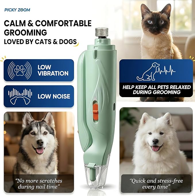 2-in-1 Dog & Cat Nail Clippers and Grinder with LED Light | Sharp Blade, Low-Noise Grinder, Safety Guard & USB Rechargeable Cordless Design for Small, Medium and Large Pets