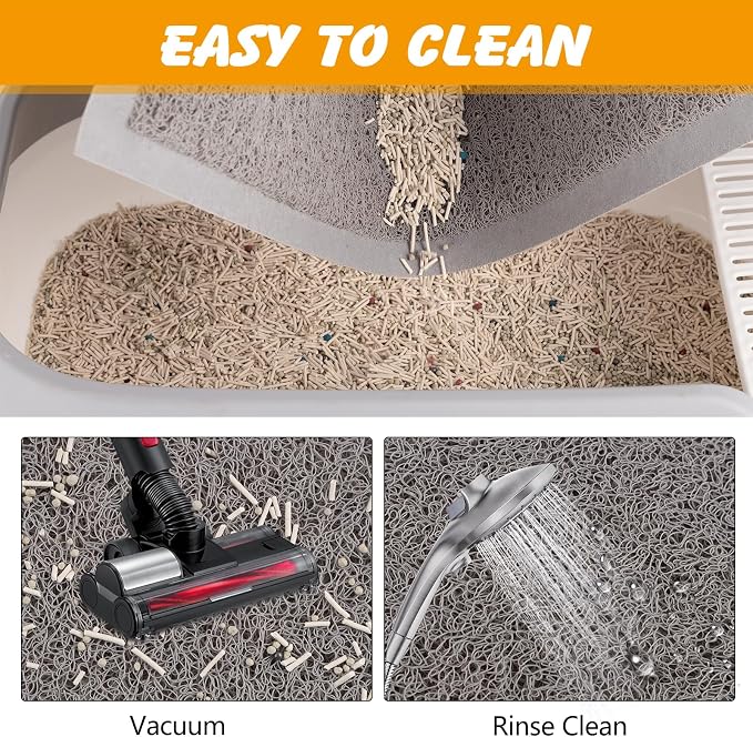 ondware Cat Litter Mat 20 x 15 in, Waterproof Non-Slip, Gray | Soft PVC, traps scattered litter, paw-friendly surface, easy rinse-clean, reusable around litter box