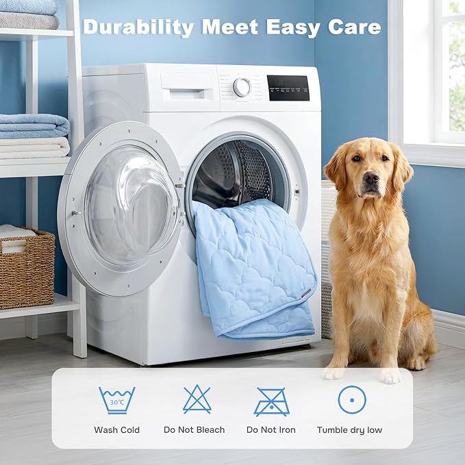 ZOMISIA Dog Cooling Mat for Extra Large Dogs, Q-Max>0.5 Thin Breathable Crate Pad for Pet, Portable Washable Kennel Pad for Summer Outdoor, 41x27, Blue