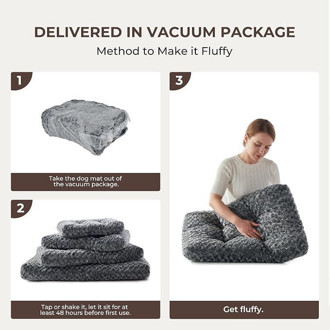 Double-Sided Dog Beds Medium Sized Dog, Washable Dog Crate Beds, Thick Supportive Pet Sleeping Mat, Reversible Dogs Pillow Weight Up to 50lbs, 35x22, Dark Grey