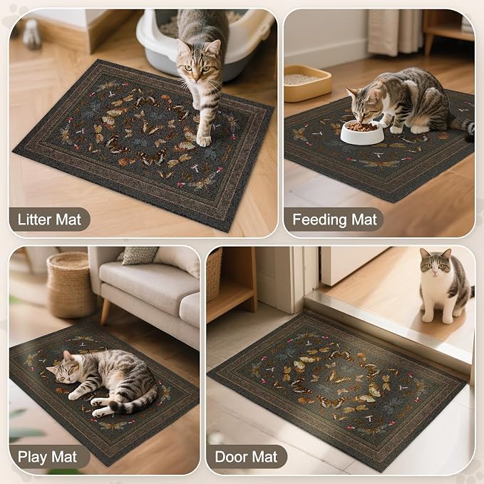 Unicorn Catcher 33"x22" Cat Litter Mat Non-Slip Washable Litter Box Mat | High-Density PVC Litter Catcher Mat Efficiently Traps Scattered Litter From Paws To Keep Floors Clean