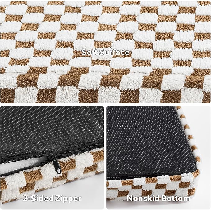 JOEJOY Dog Bed for Medium Dogs, Large Orthopedic Dog Bed with Removable Washable Cover, Cute Modern Plush & Memory Egg Crate Foam Dog Bed, 30 x 20 inch, Brown